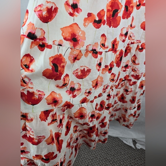 Matilda Jane Floral Sleeveless Red & White Teired Dress Sz M - Picture 7 of 14